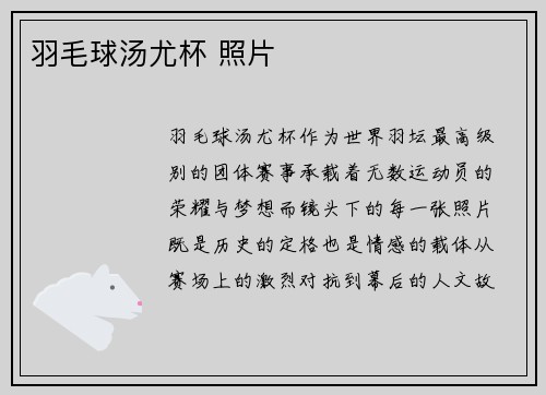 羽毛球汤尤杯 照片